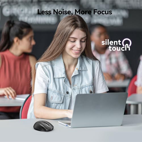 TECKNET Wireless Mouse Rechargeable, 2.4G Computer Mice with USB-A Receiver | 2.4G Connection, 800mAh Battery, 3X Faster Charging, Silent Click, 6-Level 4800 DPI, Ergonomic Design for All-day Comfort - color: Black