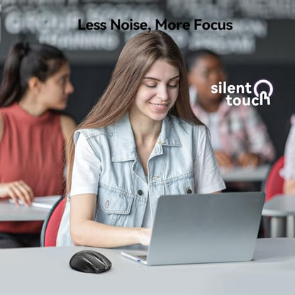 TECKNET Wireless Mouse Rechargeable, 2.4G Computer Mice with USB-A Receiver | 2.4G Connection, 800mAh Battery, 3X Faster Charging, Silent Click, 6-Level 4800 DPI, Ergonomic Design for All-day Comfort - color: Black