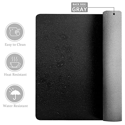 Aothia Double-Sided PU Leather Desk Pad - Non-Slip Large Mouse Pad & Desk Mat for Office, Home - Waterproof, Easy to Clean, Durable Dual-Sided Surface (23.6"x13.7", Black) - color: Black, size: 23.6" x 13.7"