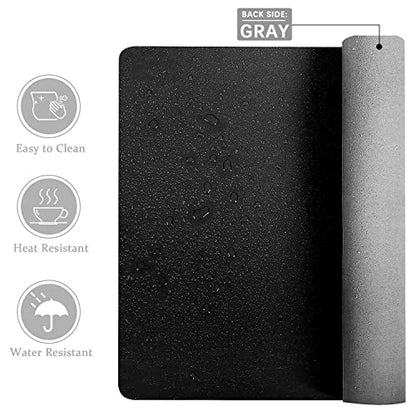 Aothia Double-Sided PU Leather Desk Pad - Non-Slip Large Mouse Pad & Desk Mat for Office, Home - Waterproof, Easy to Clean, Durable Dual-Sided Surface (31.5" x 15.7", Black) - color: Black, size: 31.5" x 15.7"