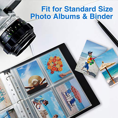 Sooez 30 Pack 3.5x5 Photo Sleeves for 3 Ring Binder, Hold 240 Pictures | Heavy Duty Plastic Binder Sleeves, Photo Album Refill Pages, Acid Free Archival Page Protector, Binder Inserts for Postcard - size: 3.5x5" 4-Pocket