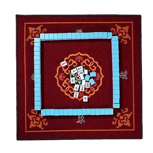 Mose Cafolo Chinese Mahjong Game Set 1.5" X-Large 144 Numbered White Blue Melamine Tiles with Carrying Travel Case,Complete Majong Majiang, Mah Jonng Game Set - color: Blue Tiles