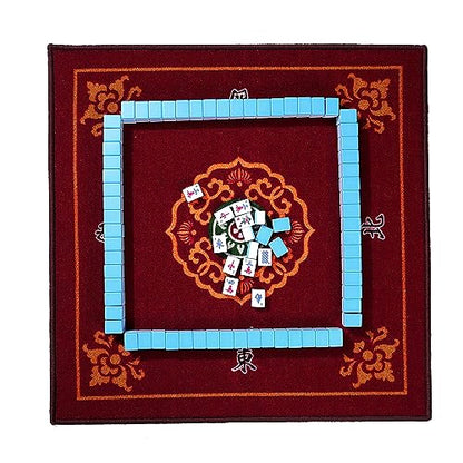 Mose Cafolo Chinese Mahjong Game Set 1.5" X-Large 144 Numbered White Blue Melamine Tiles with Carrying Travel Case,Complete Majong Majiang, Mah Jonng Game Set - color: Blue Tiles