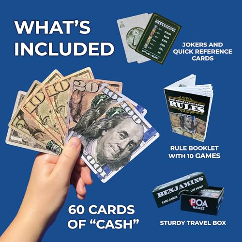 Benjamins Cash Cards – Money-Themed Card Games for Teens, Families & Adults. Fast-Paced Card Games for Parties, Travel and Game Night Where the Most “Cash” wins.
