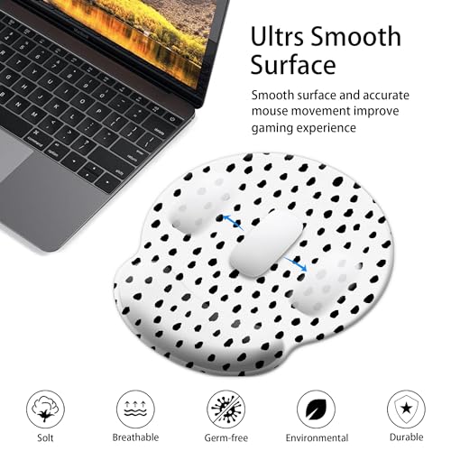 Mouse Pad Wrist Support,Ergonomic Mouse Pad with Wrist Rest,Comfortable Mousepad with Smooth Wrist Rest,Pain Relief Mouse Pads for Non-Slip Base,Computer,Laptop,Office & Home(Black Spots) - color: Black Spots