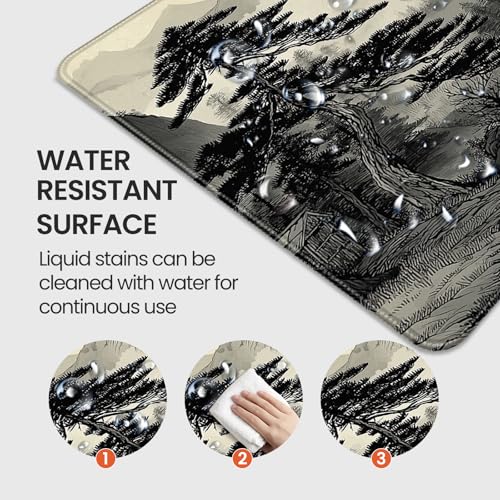 35.4 x 15.7 Inches Chinese Ink Painting Mountain Landscape Gaming Mouse Pad, XXLExtended Desk Mat with Non-Slip Rubber Base - color: With Chinese Ink Painting Mountain Landscape Design