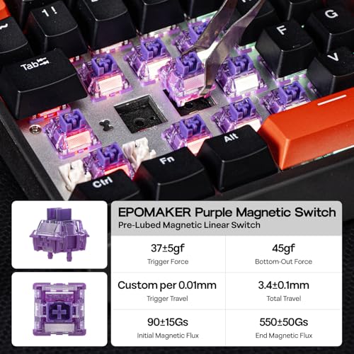 EPOMAKER HE30 One-Handed Hall Effect Keyboard, 8K Polling & 0.125ms | SOCD & Snap Key, Adjustable Trigger, PBT Keycap, RGB, Custom Software, Wired Gaming Keyboard for PC/Gamer (Black Orange) - color: Black Orange