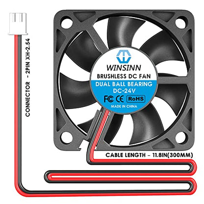 WINSINN 50mm 24V Fan - Dual Ball Bearing 6000 RPM 5010 Cooling Fan Replacement for Industrial Equipment/Servers/Routers, 30cm Cable with XH2.54-2PIN, Brushless 50x10mm (5Pcs) - style: 24V - 6000RPM