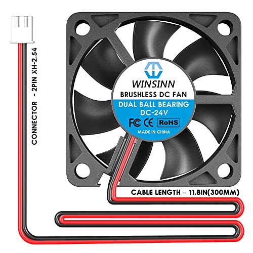 WINSINN 50mm 12V Fan - Dual Ball Bearing 6000 RPM 5010 Cooling Fan Replacement for 3D Printers/Computer Cases/Small Appliances, 30cm Cable with XH2.54-2PIN, Brushless 50x10mm (5Pcs) - style: 12V - 6000RPM