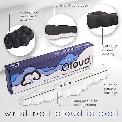 Cloud Keyboard Wrist Rest – Create-ables Qloud Cloud Wrist Rest for Computer Keyboard and Mouse, Ergonomic Memory Foam Wrist Pad with Non-Slip Base, Includes Cloud Mouse Pad – Dark Teal - color: 09 Dark Green
