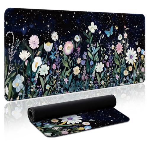 Aesthetic Desk Mat, Cute Celestial Garden Desk Pad Protector for Work & Decor, 35.4" x 15.7", Pretty Non-Slip Extended Mouse Pad for Office or Home - color: B.Celestial, size: 35.4L x 15.7W inches