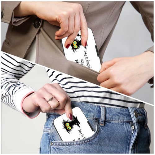 Card Holder Credit Cards Holder for Women RFID wallet women Business Card Holder Wallet Mini Aluminum Card Wallet RFID Blocking Slim Metal Hard Card for Women, Black Cat - color: Black Cat