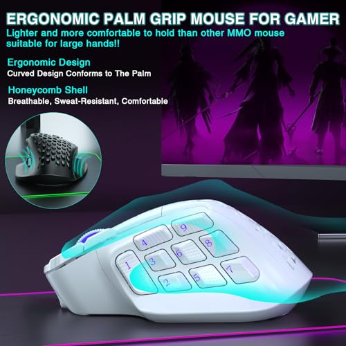 SOLAKAKA SM809 Gaming Mouse for MMO,24000 DPI,16 Programmable,RGB PC Gaming Mice