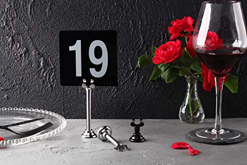 New Star Foodservice 23145 Double Side Plastic Table Numbers, 1 to 25, 4" x 4", Light Grey on Black - size: 4 x 4 inches, style: Black (1-25)