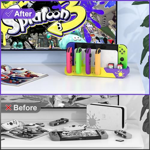 Switch Charging Station - Charges up to 6 Joycons with Game Card Storage Stand for Nintendo Switch & OLED Model Joycons (Designed for Splatoon 3) - color: Splatoon 3 Edition