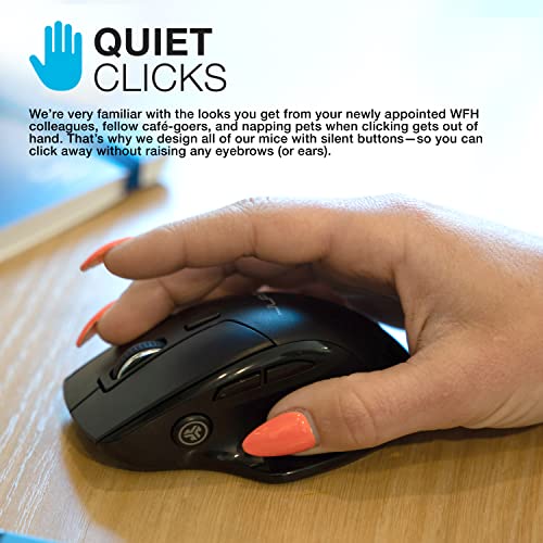JLab, JBuds, Wireless Mouse, Bluetooth, USB Dongle, Multi-Device, Silent Click, Full-Size, Black - size: 1 Pack