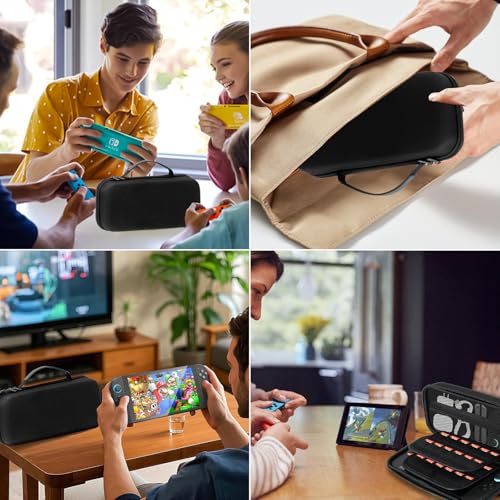 MoldRaychi Hard Shell Carrying Case for Nintendo Switch 2 (2025), Travel Pouch with 24 Game Card Slots & Accessory Pocket, Shockproof Portable Storage Bag for Console, Joy-Cons and Charger, Black
