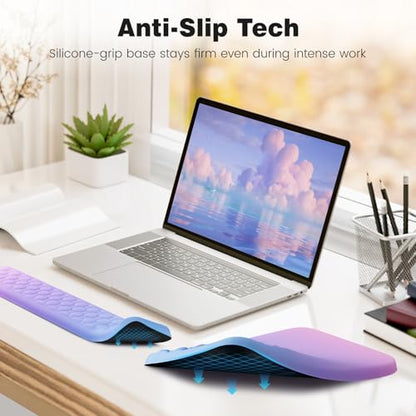 Ospelelf Keyboard Wrist Rest Pad for Computer, Ergonomic Large Mouse Pad with Wrist Support, Office Arm Rest, Purple - color: Purple