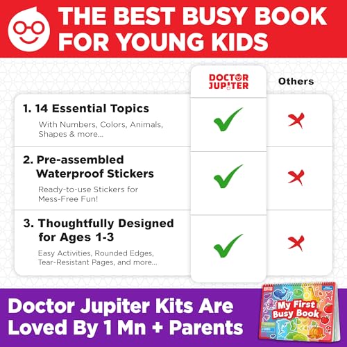 Doctor Jupiter My First Montessori Busy Book for Toddlers 1+ Year Olds | Preschool Learning Activities - Educational Travel Toys | Birthday Gift for Boys & Girls Ages 1,2,3 - style: My First Busy Book: 1+