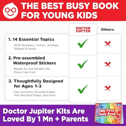 Doctor Jupiter My First Montessori Busy Book for Toddlers 1+ Year Olds | Preschool Learning Activities - Educational Travel Toys | Birthday Gift for Boys & Girls Ages 1,2,3 - style: My First Busy Book: 1+