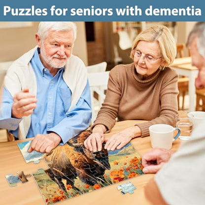 6 Pack 36 Piece Large Jigsaw Puzzle for Seniors Puzzles Dementia Alzheimer's Products and Activities for Elderly Adults Alzheimer's Puzzles Easy Memory Games Gift for Seniors Patients in Nursing Home - style: 36 Large Pieces