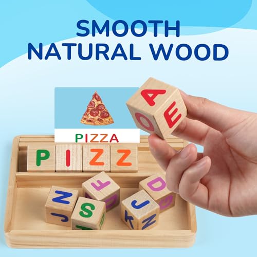 BenBen Spelling Games with Flash Cards, 112 Words, Montessori Toys for 3 4 5 6 Years Old Kids, Wooden Matching Letters Games, CVC Word Educational Learning Toys, Gift for Preschool Kindergarten - style: Matching & Spelling Game with Flash Cards