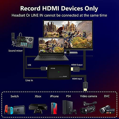 Y&H 4K Game Capture Card Live Streaming and Record in 4K30P or 1080P 120HZ,HDMI Zero-Lag Pass-Through USB3.0 Video Ultra-Low Latency for PS3, PS4, Xbox Series X/S, Xbox One, Nintendo Switch