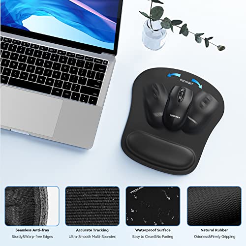 TECKNET Keyboard Wrist Rest and Mouse Pad Set with Wrist Support | Memory Foam Ergonomic Mousepad Rests for Pain Relief, Wrist Rest for Computer Keyboard for Office & Home