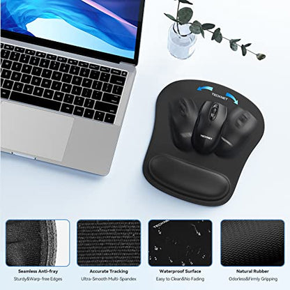 TECKNET Keyboard Wrist Rest and Mouse Pad Set with Wrist Support | Memory Foam Ergonomic Mousepad Rests for Pain Relief, Wrist Rest for Computer Keyboard for Office & Home