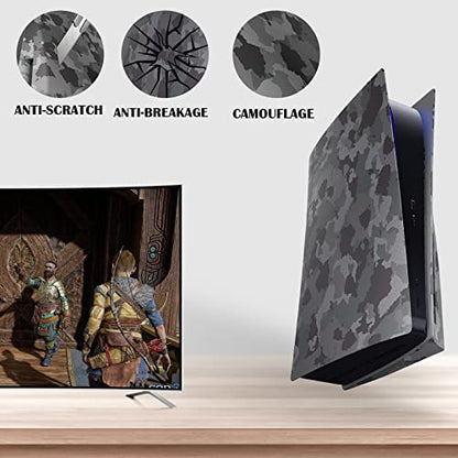 Face Plates Cover Skins Shell Panels for PS5 Disc Edition Console, Accessories for PlayStation 5 Protective Faceplates (Gray Camouflage) - color: Gray Camouflage
