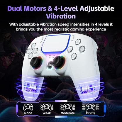 DOYO Wired PS5 Controller for PlayStation 5, PC, PS4, USB Gamepad Joystick for Windows 7/8/10, Laptop, Steam - Hall Effect Trigger, Dual Vibration, Turbo, 6 Axis Gyro Sensor, 3.5mm Audio Jack - color: White-Wried