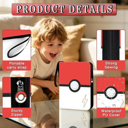 3D Card Binder 4 Pocket, 440 Embossed Cover Trading Card Album | Portable Card Collection Folder with Removable Sleeves, Trading Card Holder for TCG, Sports Cards, Gift for Collectors.