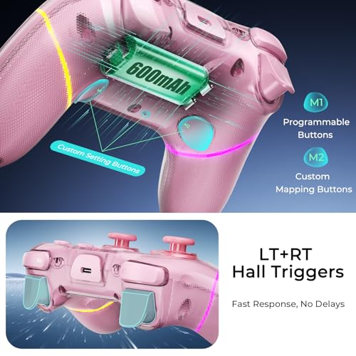 Wireless Controllers for Switch,Controller for Nintendo Switch/Lite/OLED | for Switch 2/Windows PC/Tesla with Programmable/Vibration/Dual Turbo Funtion,Controller for Switch Pro Gamepad (Switch pink)