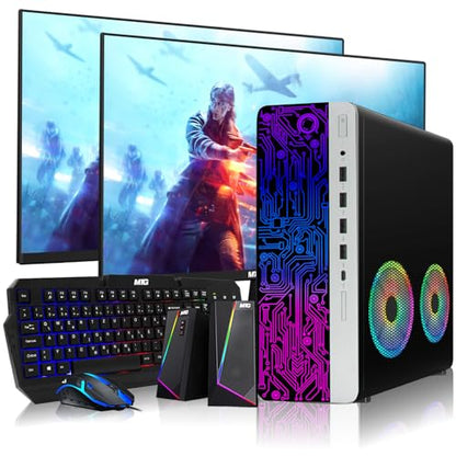 HP G4 Desktop RGB Computer PC Intel i7-8th Gen, 16GB DDR4 Ram 512GB SSD, Dual 24 Inch Monitor, GT 1030, RGB Speaker, Gaming Keyboard Mouse, 2X ARGB Fan WiFi, Win 11 Home (Renewed) - size: i7-8th Gen | GT 1030, style: Dual 24-Inch