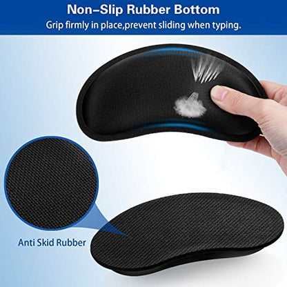 Mouse Wrist Rest, Canjoy 2 Pack Wrist Rest for Mouse Memory Foam Wrist Pad | Soft Fabric Mouse Wrist Rest Pad Support Cushion with Anti-Skid Rubber Base,Ergonomic Pain Relief Mouse Hand Rest (Black) - color: Black
