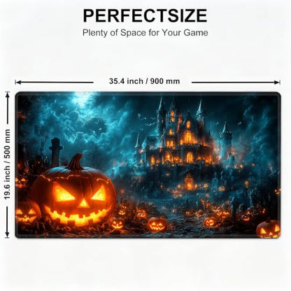 for MTG Playmat, Custom Trading Card Game Mat 35.4 x 19.7 in | Castle of Shadows Premium Non-Slip Rubber Base, Water-Resistant & Stitched Edges, Personalized High-Definition Art - color: Castle of Shadows, size: 35" x 20" Regular
