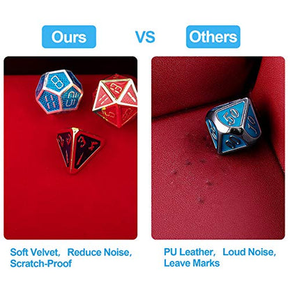 SIQUK Dice Tray with Lid Hexagon Dice Rolling Tray Dice Holder for Dice Games Like RPG, DND and Other Table Games, Red - color: Red