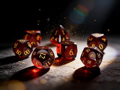 Crystal Amethyst Polyhedral Dice Set for DND (7-Piece) - Hand-Polished Gemstone Gaming Dice for Dungeons and Dragons & Tabletop RPGs, with Gift Case - color: Sj-003