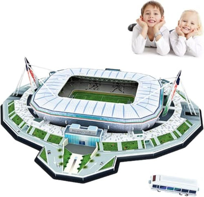 Classic Football Stadium Puzzle,3D Puzzle Soccer Club Venues,3D Paper Model Building Puzzle Kit, Soccer Stadium Souvenir Gift,Handmade Puzzle Ornaments，Cardboard Model (Arena Juv) - color: Arena Juv