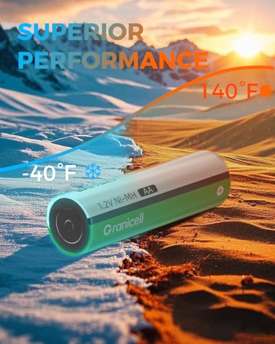 Granicell 20 Sets NiMH 10 Pack AA & 10 Pack AAA Rechargeable Batteries | 1.2V for Blink Cameras, Smart Locks Alarms & Tech Devices|10-Year Life Leak-Proof, Extreme-Temp Resistant - size: AA&AAA-10