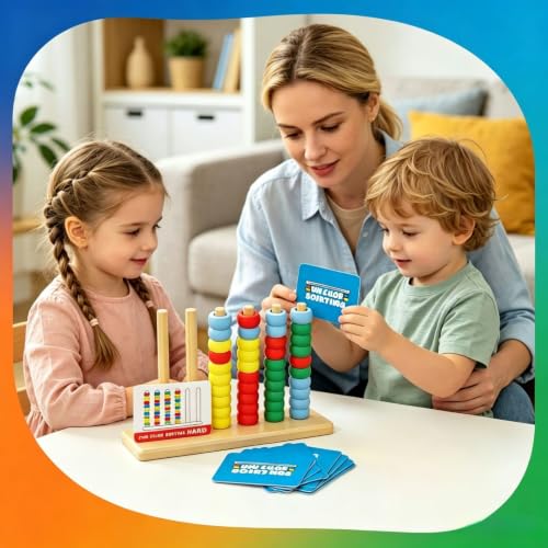 3D Color Stacks Challenge Game,2-4 Players Family Board Game for Adults & Teens,Mini Color Stack for Game Night and Travel