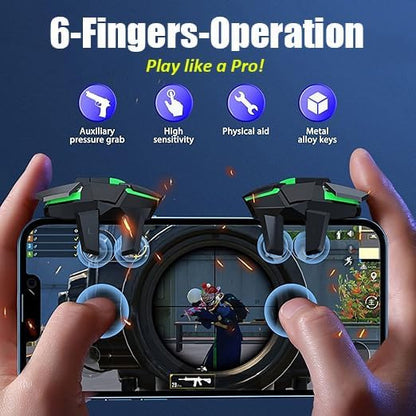 Mikirini 13 in 1 PUBG Mobile Phone Controller Combo, L2R2 4 Gaming Triggers | For Call of Duty/Free Fire/Fortnitee, compatible with iPhones & Android Cell Phones, 6 fingers operation, max thickness 13mm - color: Boy