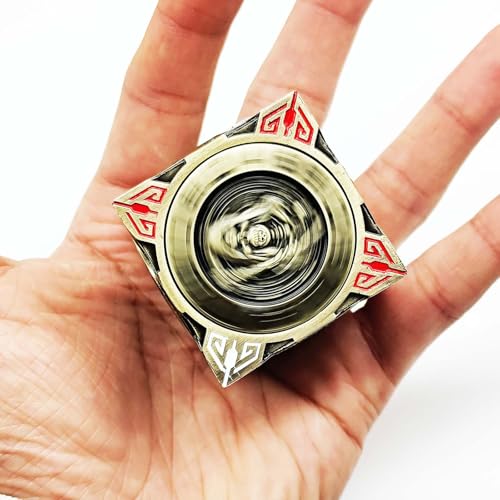 Spinner DND Dice, Rotating Metal Dice Set with 3D Relief Design, Cool Premium Polyhedral RPG Dice for Tabletop Games & Dungeons & Dragons Players(Bronze) - color: Bronze