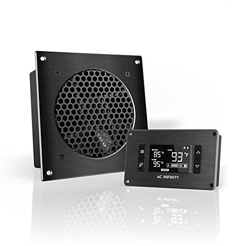 AC Infinity AIRPLATE T3, Quiet Cooling Fan System 6" with Thermostat Control, for Home Theater AV Cabinets - size: 6-Inch