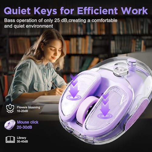 Q9 Chargeable Portable Silent 2.4GHz/Bluetooth Dual Mode Wireless Cute Mouse, 4 Adjustable DPI,4800 DPI Optical Tracking Clear Mouse with RGB Lighting, Compatible Win/Mac/Android/iOS(Purple) - color: Purple