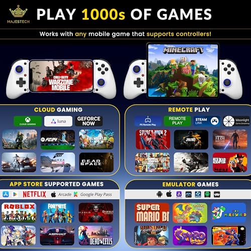MAJESTECH [HOT NEW D11 Phone Controller For iPhone/Android/Tablet/iPad/Switch, Play Call of Duty, Roblox, Xbox Cloud, Wireless Bluetooth Mobile Gaming Controller iPhone 16 15 14 13 Samsung Google