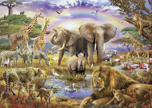 1000 Piece Puzzle for Adults - Jungle Animals Puzzles for Adults 1000 Pieces, Letters on Back, Jungle Scene Jigsaw Puzzle, Challenging Puzzles for Teens Seniors - 27.6 x 19.7 inches - color: Jungle Animals