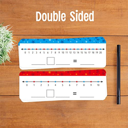 26 Packs Number Line Dry Erase Boards Cards, Double Sided Writable and Erasable Board-0-10 on One Side & 0-20 on Other Side Math White Board for Kids, Students, Classroom and Home (12” x 4”) - color: Stars, size: 0-10/0-20 -26 Packs