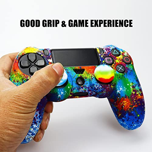 Ps4 Skin, Anti-Slip Shell Cover Case with 10 Joystick Grips Silicone Cover Sticker for PlayStation 4 Controller - color: PS4 controller #14