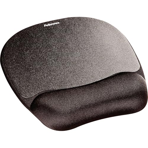 Fellowes Memory Foam Mouse Pad/Wrist Rest- Black (9176501) - size: 9.3L x 7.9W inches